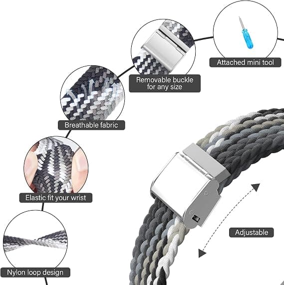 Tvådelad elastisk vävd rem (regnbåge och svartvit,