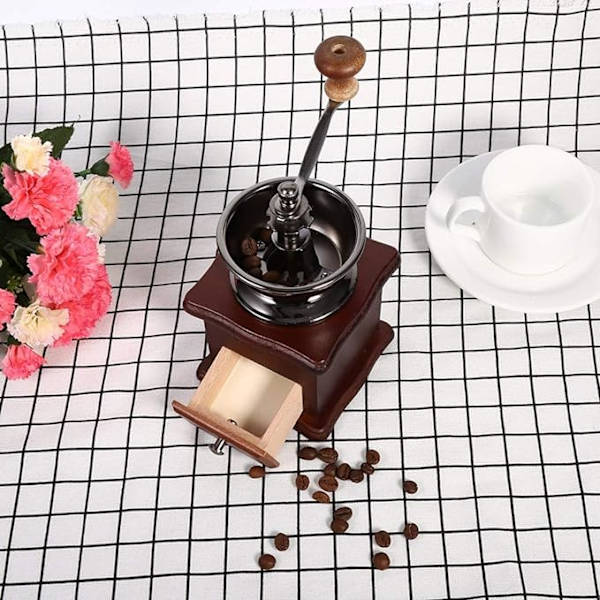 1 stk Retro kaffekvern, gammel manuell kaffekvern, bærbar