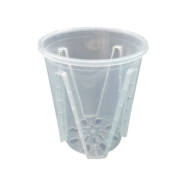 2 Krukor Diameter 14 cm i Transparent Plast för Orkidéer, Stiv