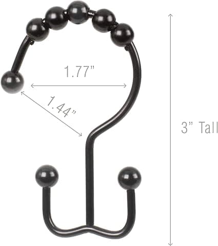 12-pack Dubbla Duschdraperihakar (Dekorativ Matt Svart