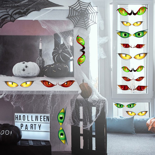 Nye Halloween-vindudekals, store skumle demon-klistremerker for