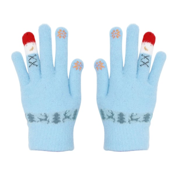 1 par blå vinter-jule-touchscreen-handsker