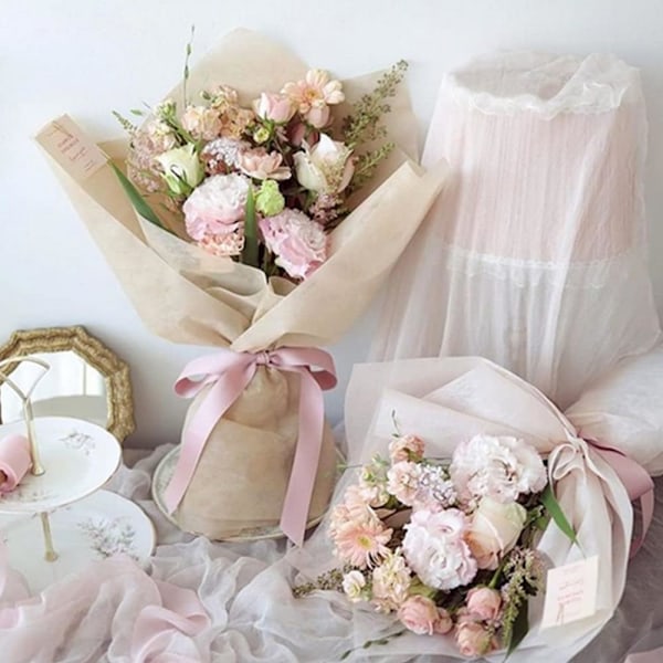 100 ark koreansk bomullsblomsterpapir ikke-vevd blomsterinnpakningspapir