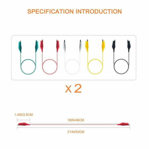 10 stk dobbelt-endte krokodilleklemmer farge testledning jumper
