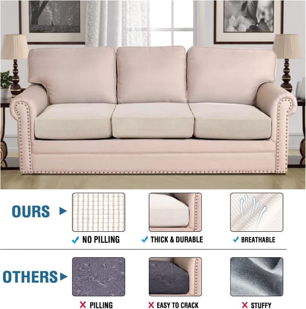 Super Stretch Individuell Sittdynasöverdrag Sofföverdrag Soffdynasöverdrag Överdragset Tjock Jacquard Texturerad Twill Tyg (3-delad Soffdyna)