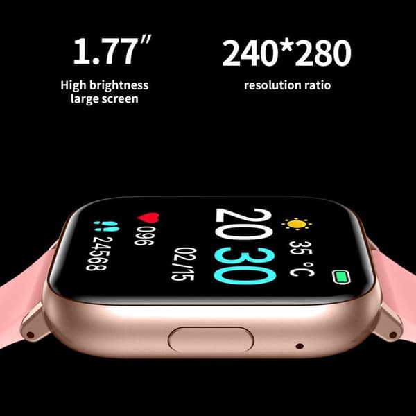 Smartklokke for menn og kvinner (Svar/Ring), HD 1.77\" for Android iOS (Rosa)