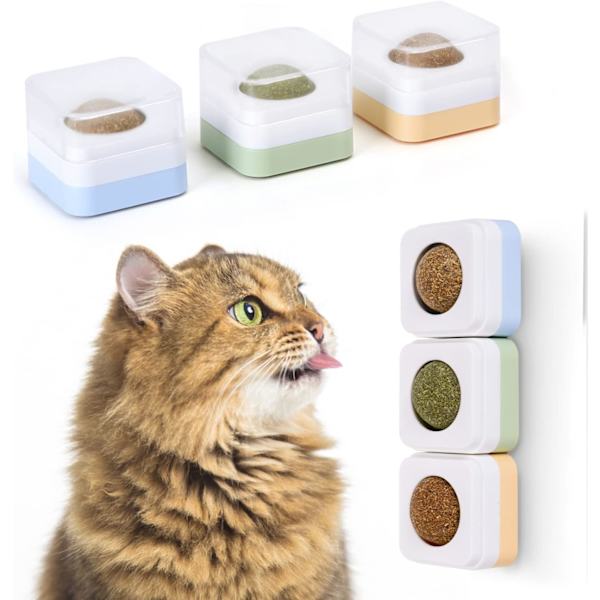 Kattmynta Boll Leksak, 3 i 1 Ätbara Kattmynta Bollar Leksak, 360° Roterande