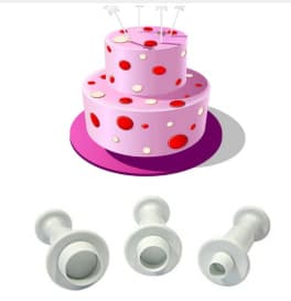 Set med 3 Tryckutskärare, Plast, Vit, 2,6 cm 2,2 cm 2 cm