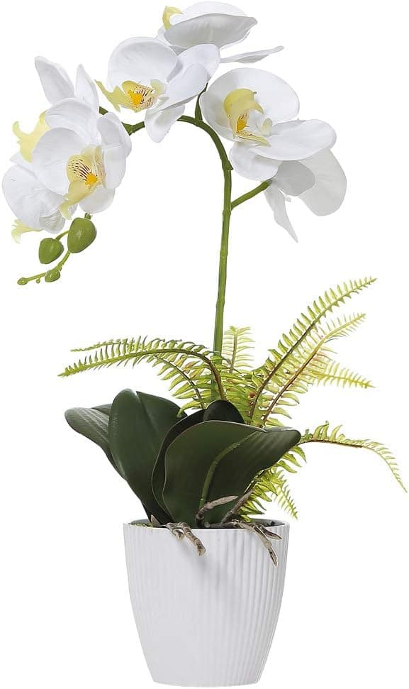 1 st (Vit) Konstgjord Phalaenopsis Orkidé Bonsai med Keramik