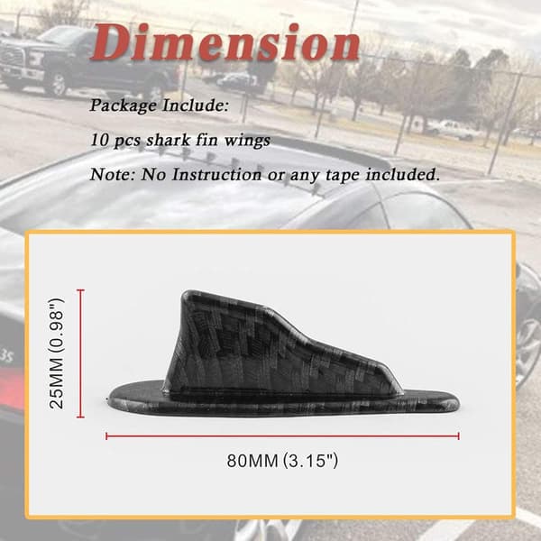 10 st/set Hajfensdiffusorkit Kompatibel Takspoiler Luftvirvelgenerator Kolfibermönster