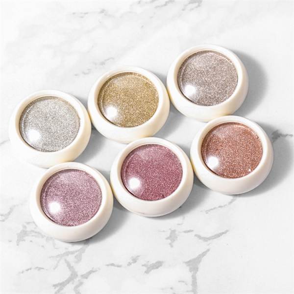 Ask med 6 Roséguld Nagelpulver, Glansigt Metalliskt Spegeleffekt,