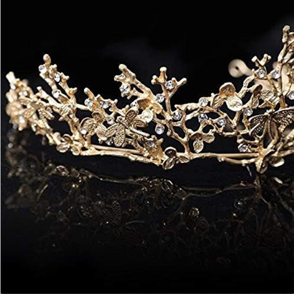 Rosegull Bryllupskrone Rhinestone Tiara for Kvinner, Barokk