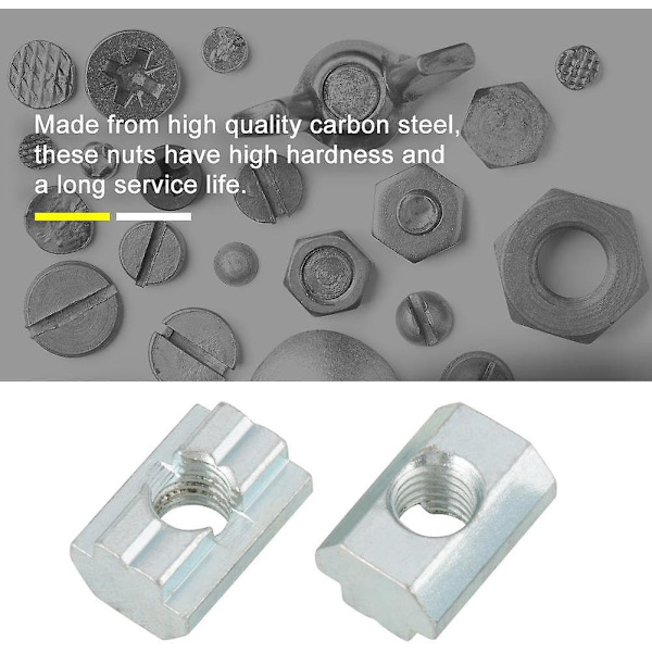 20 st Standard Slip Nut Galvaniserat Kolstål T Slip Nut för Aluminiumprofiltillbehör