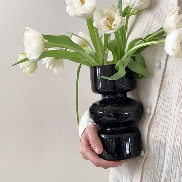 Svart glas hydroponisk vas