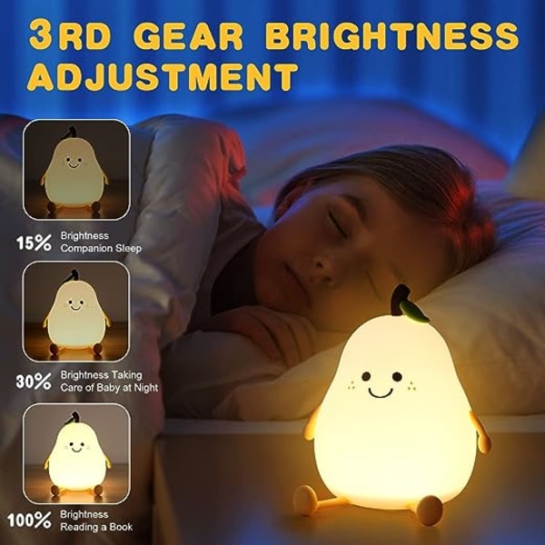 Luova päärynänmuotoinen lasten yövalo, 7-värinen LED-silikonilamppu