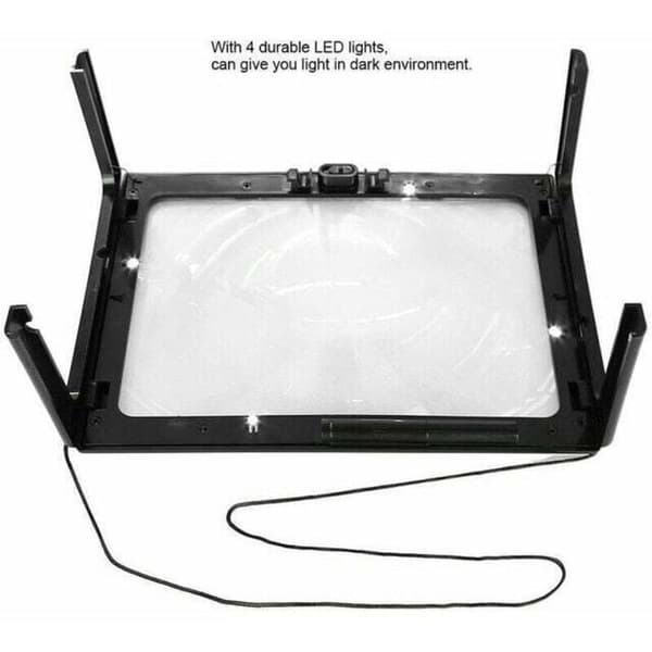 LED-luppe, ultra tynd, foldbar avis A4 fuldside forstørrelsesglas