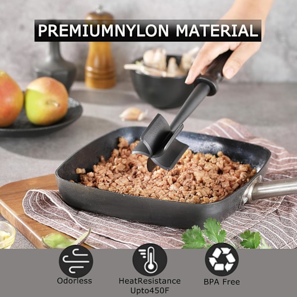 Kødkværn til Hakket Kød, Varmebestandig Hamburgerkød-Kværn, Nylon 5 Buede Blade Kværn, Non-Stick Kødhakker, M