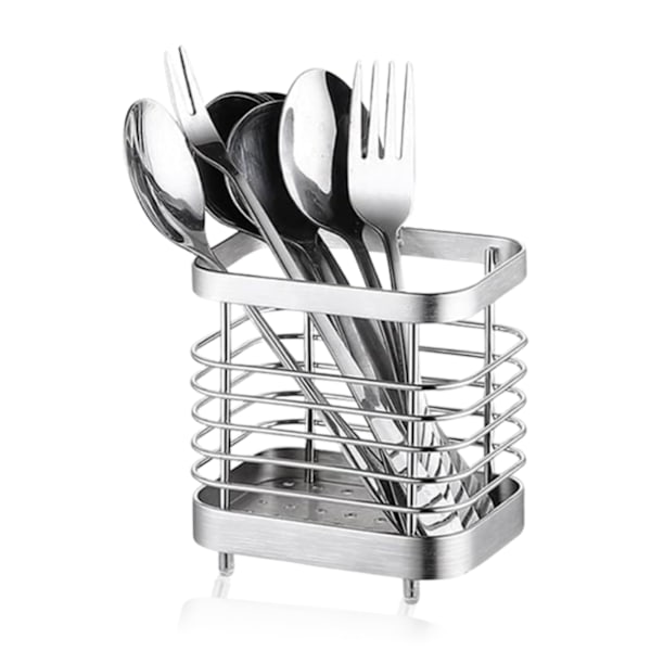 Rustfrit stål bestik tørrestativ, bestik sølvtøj caddy rack kurv arrangør