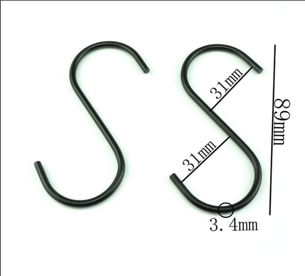 Set med 30 S-formade Metallkrokar (Svart)