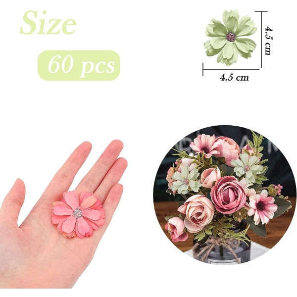 60 Pieces( 4.5cm) Multicolor Fake Flowers, Artificial Flowers,