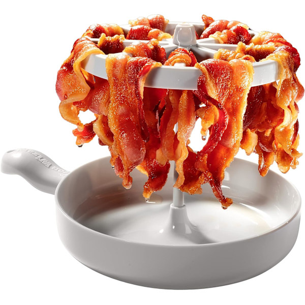 Mikrobølgeovn Bacon Cooker - Bacon Wizard Steker 1LB Bacon og Reduserer Fett med 40% - Sprøere, Sunnere, Raskere Bacon