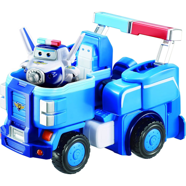 7\" Pauls Polisbil med 2\" Transform-a-Bot Paul Minifigur, Transformerande Flygplan Leksaksfordonsset, Rolig Pres