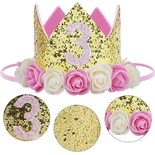 Baby fødselsdagskrone, prinsessekroner tiara pigefest hat med G