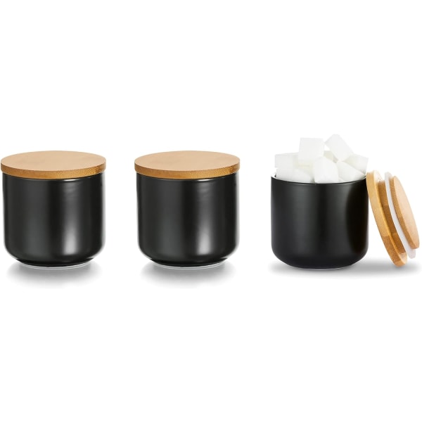 Krydderidåse 3 stk (Sort) Te- og Kaffebeholder Keramik Biskuit