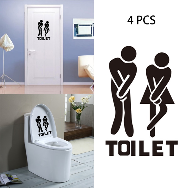 4 st Väggdekor, DIY Avtagbar Man Kvinna Toalett Toalett