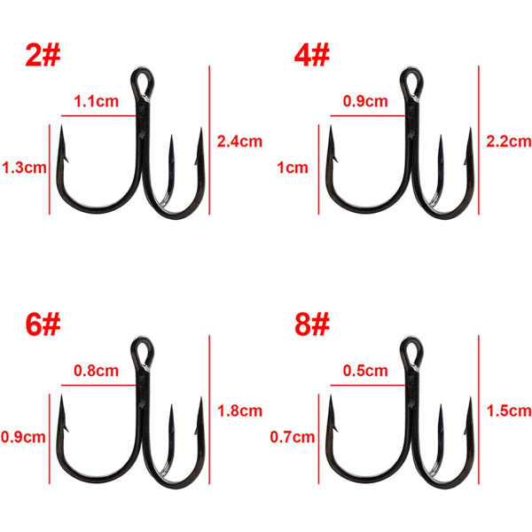 50st 35647 Black High Carbon Steel Diskant Fiskekrokar Små