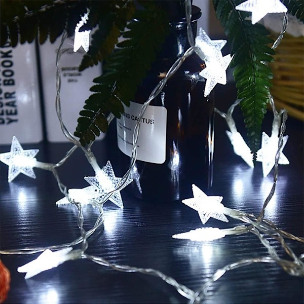 Koristeelliset tähti LED-valot, 10 metriä 100 LEDiä, USB-pentagrammivalot lämpimän valkoiset häihin, jouluun, Halloweeniin