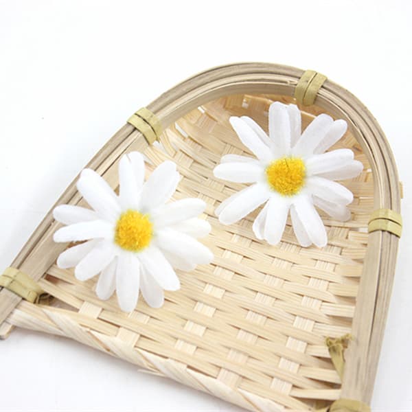 100 stk (Hvit) Gerbera Daisy Kunstige Blomster, Liten Daisy