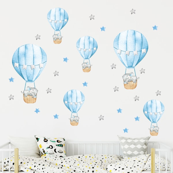 Three Piece Hot Air Balloon Wall Decals - Perfect for a Nursery,