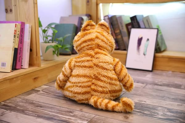Fed Orange Fyldt Kat Plyslegetøj, Realistisk Gul Tabby Kat Legetøj