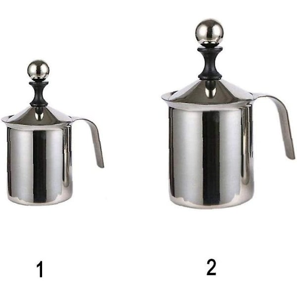 Kaffe Cappuccino Skummare Dubbel Nät Latte Giftfri Rostfritt Stål Omrörare Mini Mjölkskummare 400ml Silver