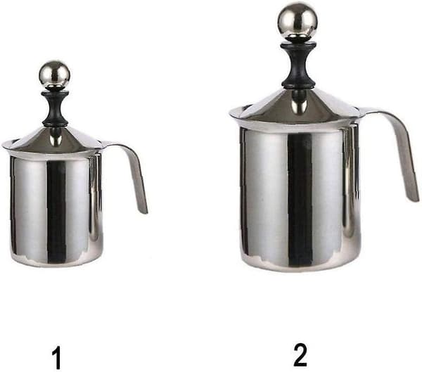 Kaffe Cappuccino Skummer Dobbelt Mesh Latte Ikke-Giftig Rustfrit Stål Omrører Mini Mælkeskummere 400ml Sølv