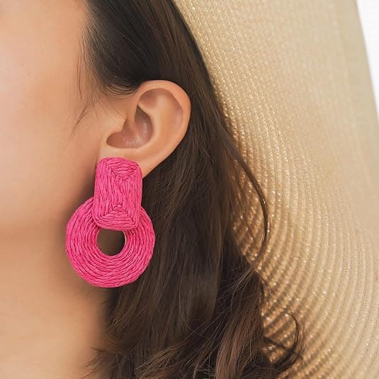 Statement Raffia Øreringe Søde Boho Øreringe Rattan Dangle Øreringe