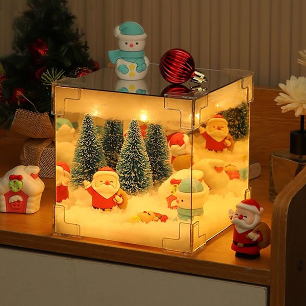 DIY Julenissen Kube Lampe, Juletre Nattelys, 2 i 1 Speil, og LED Kube Lampe, Julelys, DIY