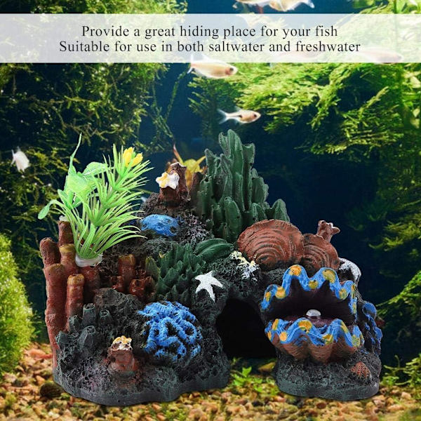 Akvarium Dekoration Figur Landskab Harpiks Hule Vandlevende Dekoration M