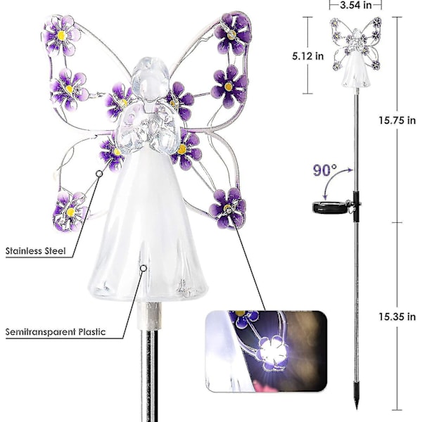 Solar ängel trädgårdsstake lampor - 2-pack ängel solcellslampor utomhus