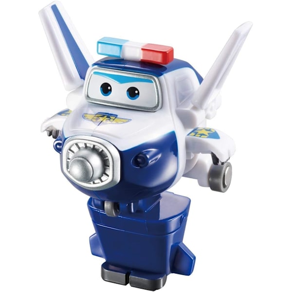 7\" Pauls Polisbil med 2\" Transform-a-Bot Paul Minifigur, Transformerande Flygplan Leksaksfordonsset, Rolig Pres