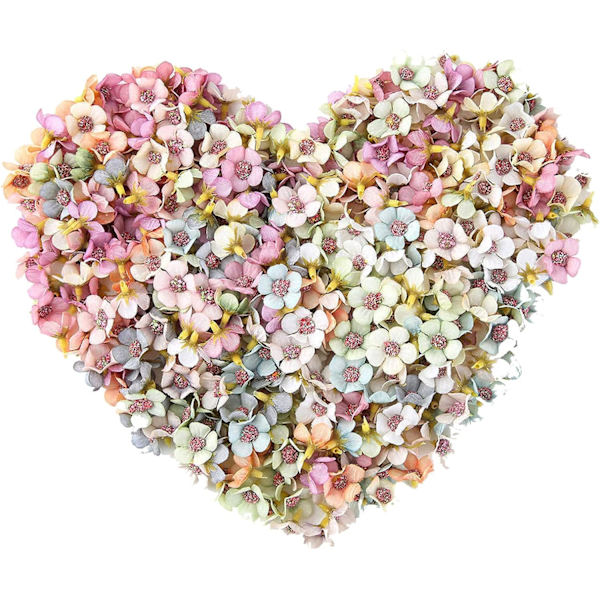 100 stk. Blomsterhoveder, Mini Kunstige Flerfarvede Tusindfrydhoveder,