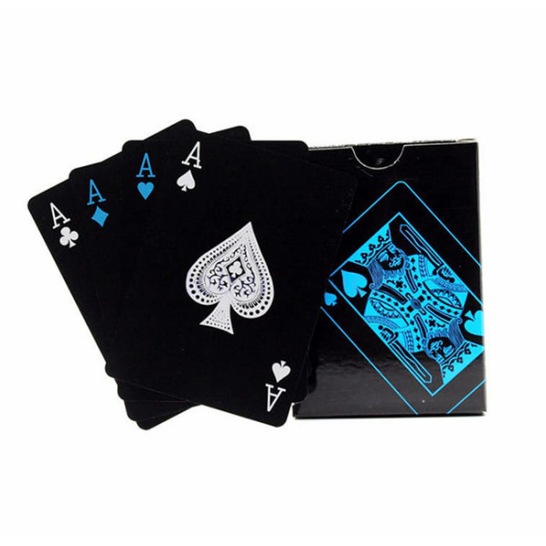 1 stycke vattentäta pokerbrädspelskort i ren svart plast PVC
