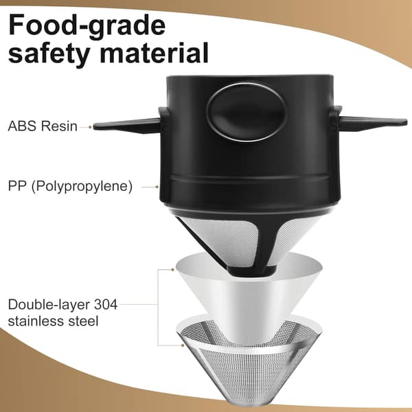 Håndbrygget Kaffe Dripper, Gjenbrukbar Rustfritt Stål Kaffe Filter