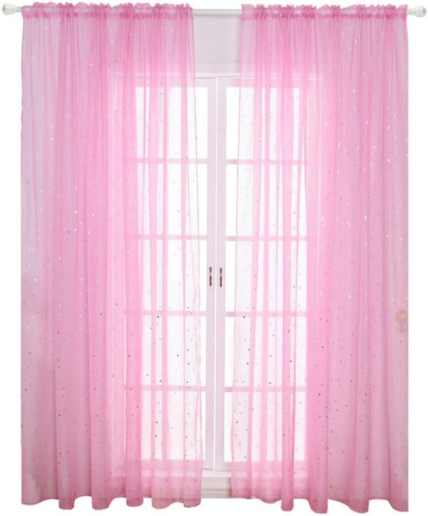 1 st - 100 * 200 cm (Rosa) Voile Gardin Romantisk Silver S