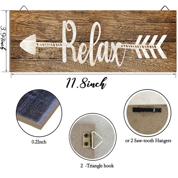 4 stycken badrumsväggsdekorationer Soak Relax Breathe Farmhouse Trä