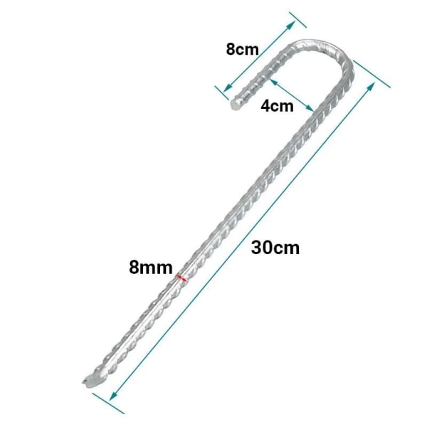 3-pack markankare, tältpinnar i galvaniserat stål, J-krokfäste