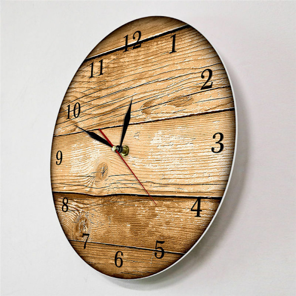 Væg ur, træ, 100% lydløs uden tikkende, diameter 33 cm,