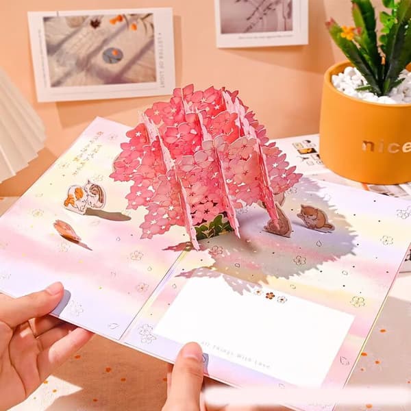 1 kpl 3D pop-up onnittelukortti Kissa leikkii