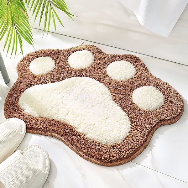 Paw Shaped Bath Mat, Cute Bathroom Rug Non-Slip, Soft Microfiber